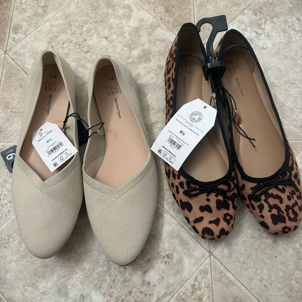 Time and Tru Women's String Bow Ballet Flats Size 9 1/2